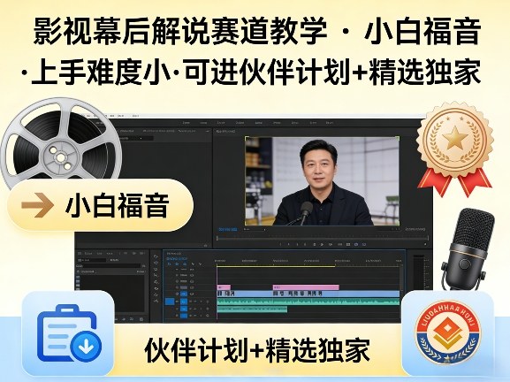某大佬的影视幕后解说赛道教学，小白福音，上手难度小，可进伙伴计划+精选独家-91搞钱