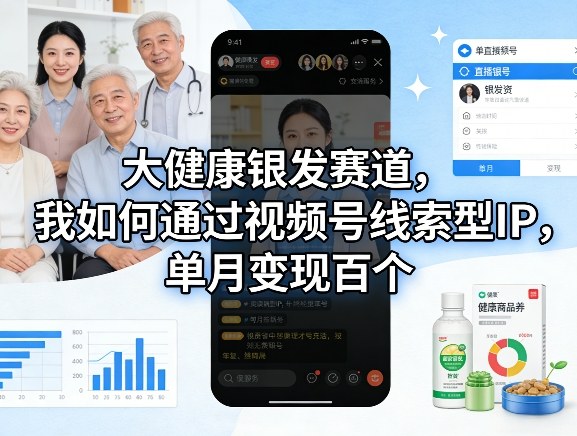大健康银发赛道,我如何通过视频号线索型IP,单月变现百个-91搞钱