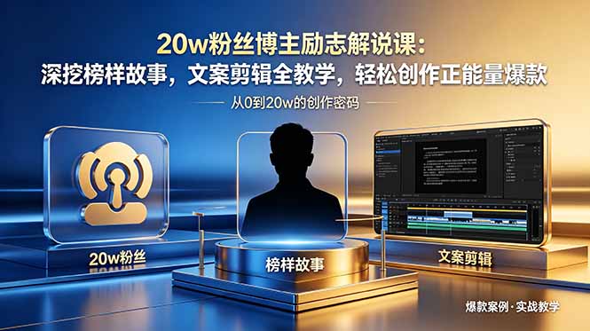 20w粉丝博主励志解说课：深挖榜样故事，文案剪辑全教学，轻松创作正能量爆款-91搞钱