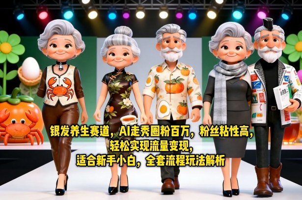 银发养生赛道，AI走秀圈粉百万，粉丝粘性高，轻松实现流量变现，适合新手小白，全套流程玩法解析-91搞钱