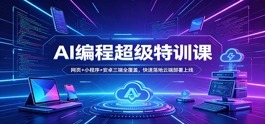 AI编程超级特训课：网页+小程序+安卓三端全覆盖，快速落地云端部署上线-91搞钱