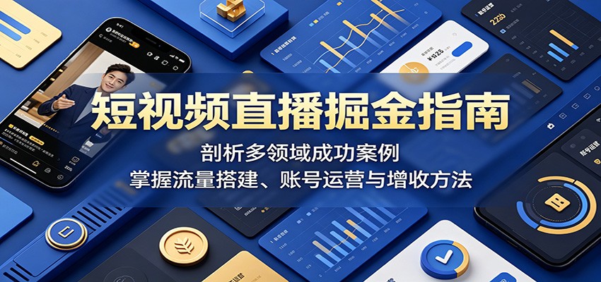 短视频直播掘金指南：剖析多领域成功案例，掌握流量搭建、账号运营与增收方法-91搞钱