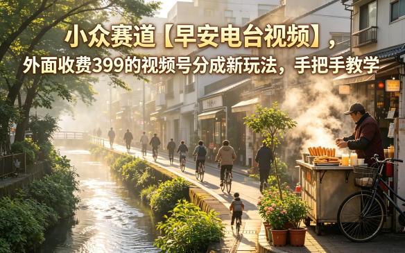 小众赛道【早安电台视频】,外面收费399的视频号分成新玩法,手把手教学-91搞钱