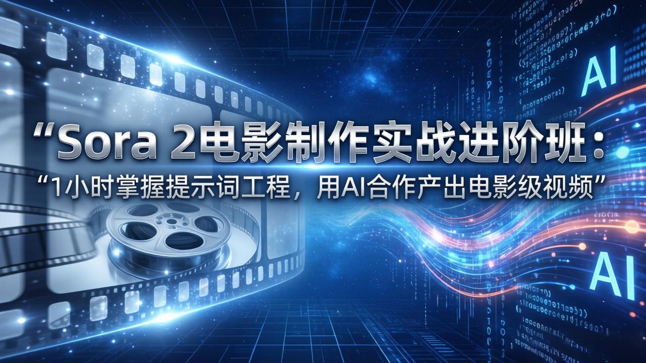 Sora 2电影制作实战进阶班:1小时掌握提示词工程,用AI合作产出电影级视频-91搞钱