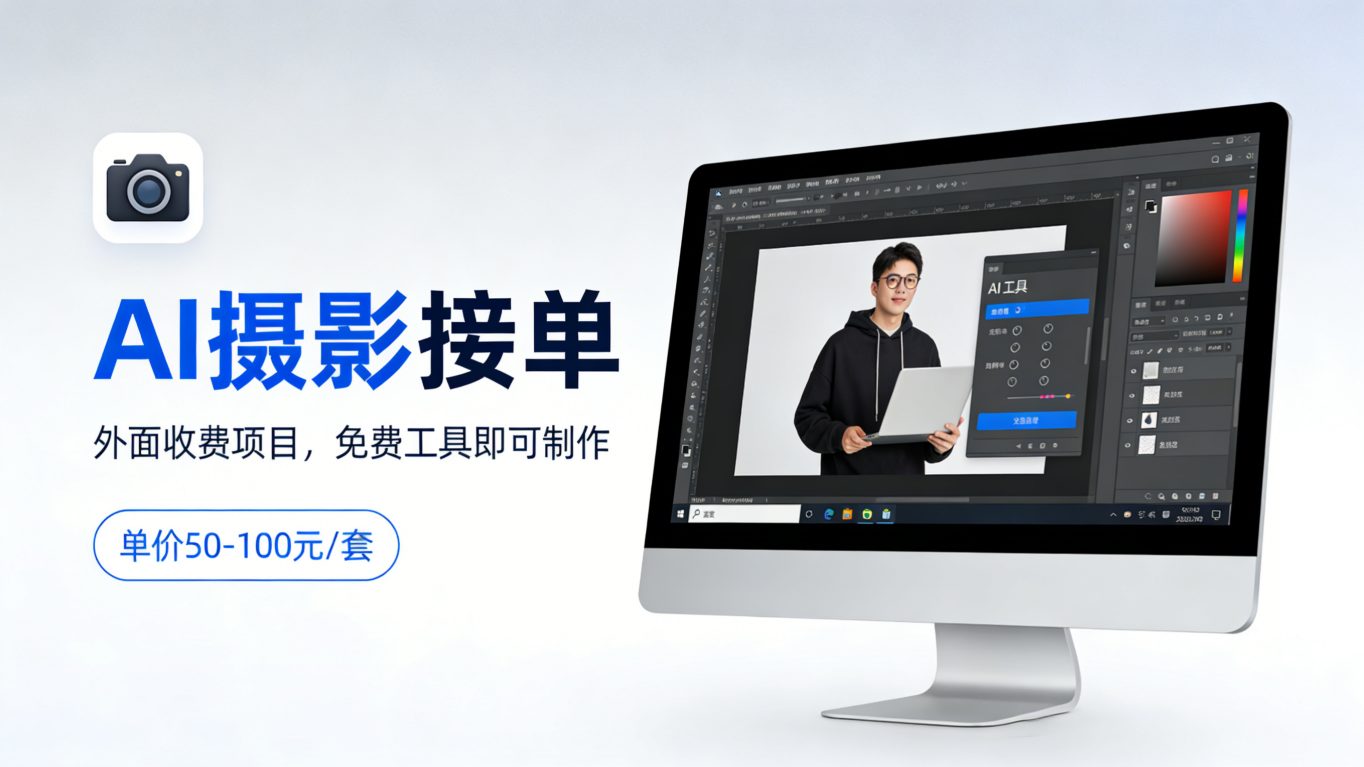 外面收费项目,AI摄影接单,免费工具就可以做,单价50-100一套-91搞钱
