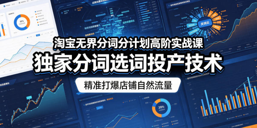 淘宝无界分词分计划高阶实战课，独家分词选词投产技术，精准打爆店铺自然流量-91搞钱