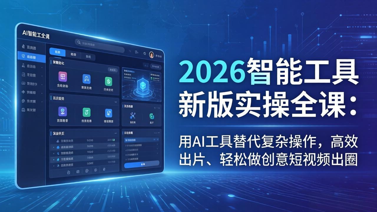 2026智能工具新版实操全课:用AI工具替代复杂操作,高效出片、轻松做创意短视频出圈-91搞钱