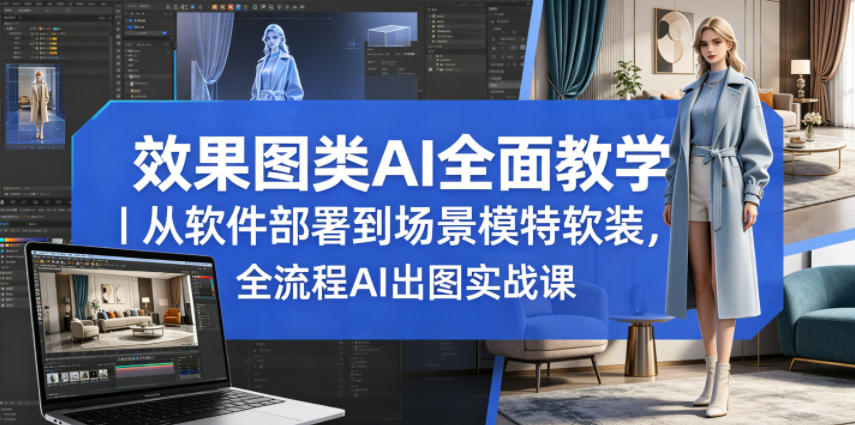 效果图类AI全面教学｜从软件部署到场景模特软装，全流程AI出图实战课-91搞钱