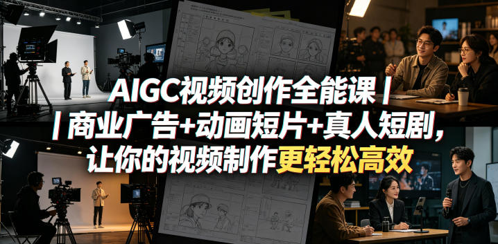 AIGC视频创作全能课｜商业广告+动画短片+真人短剧，让你的视频制作更轻松高效-91搞钱