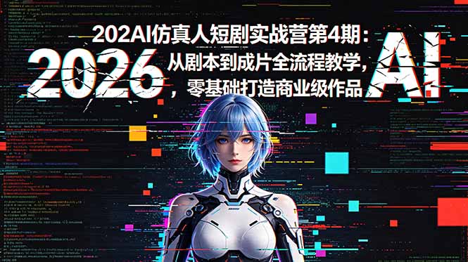 2026AI仿真人短剧实战营第4期：从剧本到成片全流程教学，零基础打造商业级作品-91搞钱