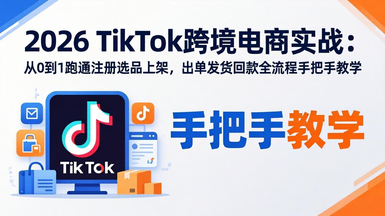 2026TikTok跨境电商实战-更新：从0到1跑通注册选品上架，出单发货回款全流程手把手教学-91搞钱