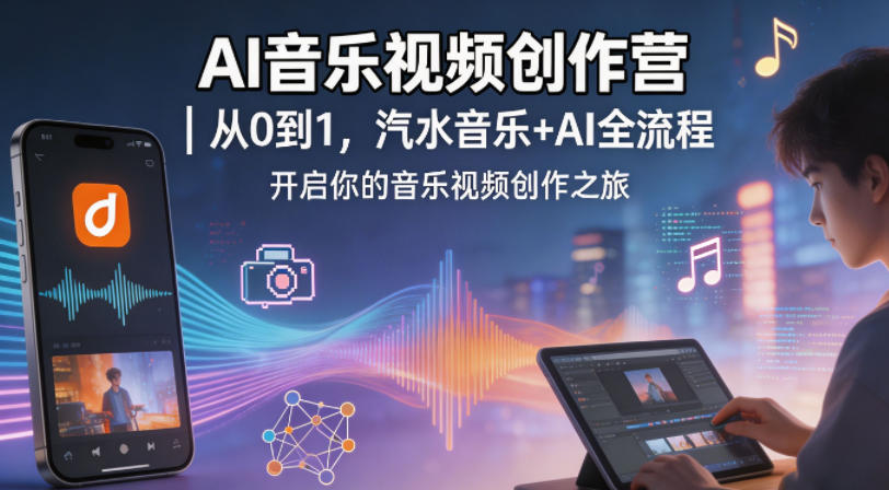 AI音乐视频创作营｜从0到1，汽水音乐+AI全流程，开启你的音乐视频创作之旅-91搞钱