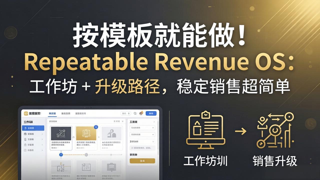 按模板就能做！Repeatable Revenue OS：工作坊 + 升级路径，稳定销售超简单-91搞钱
