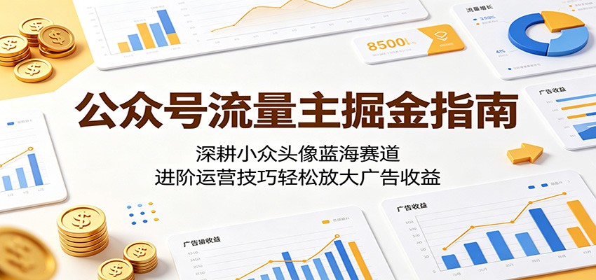 公众号流量主掘金指南：深耕小众头像蓝海赛道，进阶运营技巧轻松放大广告收益-91搞钱