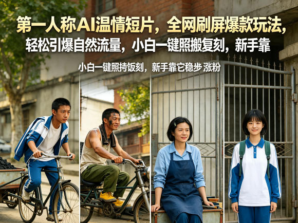 第一人称AI温情短片，全网刷屏爆款玩法，轻松引爆自然流量，小白一键照搬复刻，新手靠它稳步涨粉-91搞钱