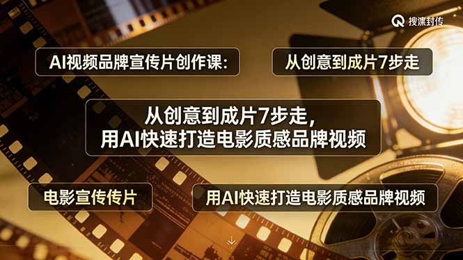 AI视频品牌宣传片创作课:从创意到成片7步走,用AI快速打造电影质感品牌视频-91搞钱