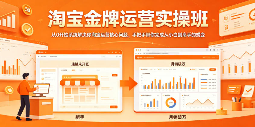 淘宝金牌运营实操班，从0开始系统解决你淘宝运营核心问题，手把手带你完成从小白到高手的蜕变-91搞钱