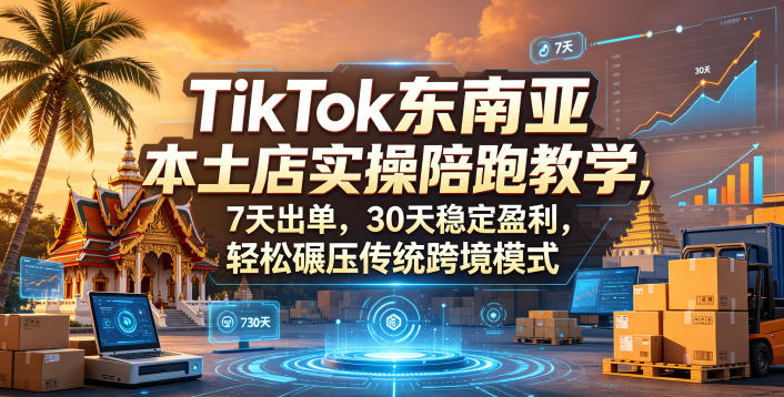 TikTok东南亚本土店实操陪跑教学，7天出单，30天稳定盈利，轻松碾压传统跨境模式-91搞钱