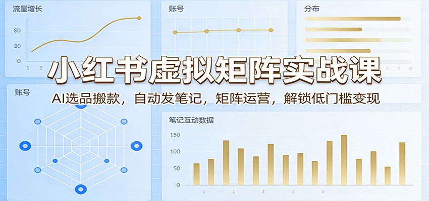 小红书虚拟矩阵实战课：AI选品搬款，自动发笔记，矩阵运营，解锁低门槛变现-91搞钱