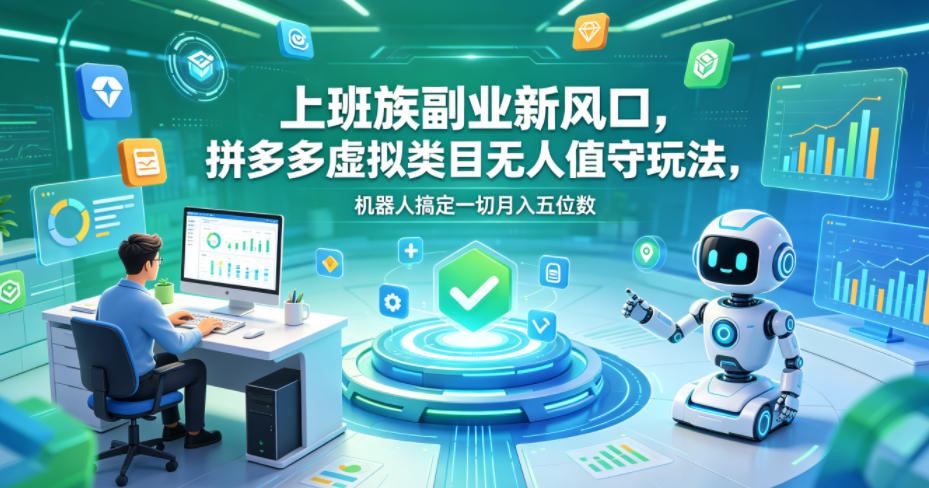 上班族副业新风口,拼多多虚拟类目无人值守玩法,机器人搞定一切月入五位数【揭秘】-91搞钱