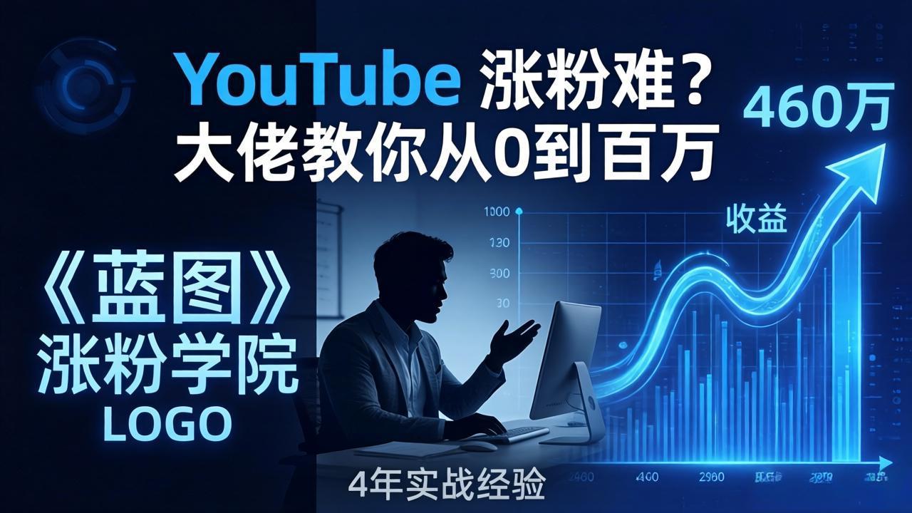 YouTube 涨粉难？《蓝图涨粉学院》：4 年赚 460 万的大佬教策略，从0到百万有路径！-91搞钱