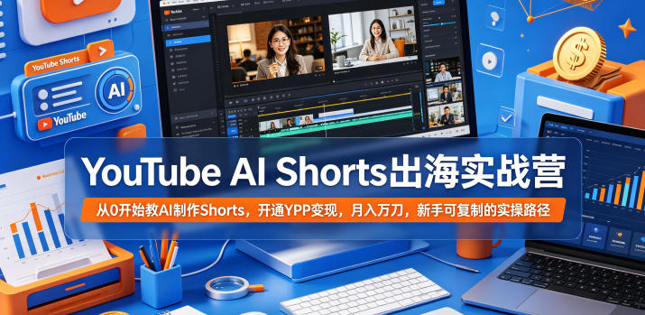 YouTube AI Shorts出海实战营，从0开始教AI制作Shorts，开通YPP变现，月入万刀，新手可复制的实操路径-91搞钱