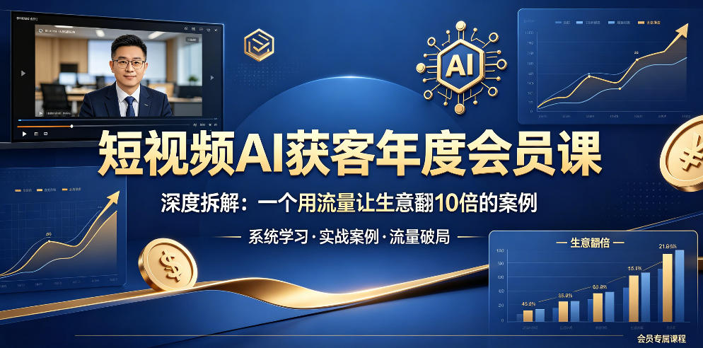 短视频AI获客年度会员课，深度拆解，一个用流量让生意翻10倍的案例-91搞钱