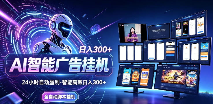 AI智能广告挂G项目，无需人工，单机稳定日入200+，可矩阵放大，24小时不间断刷广告賺收益【揭秘】-91搞钱
