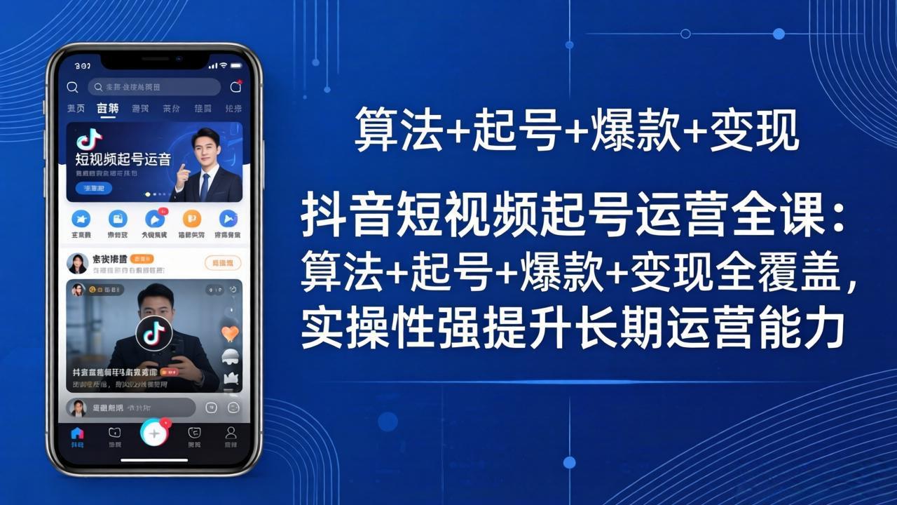 抖音短视频起号运营全课：算法+起号+爆款+变现全覆盖，实操性强提升长期运营能力-91搞钱