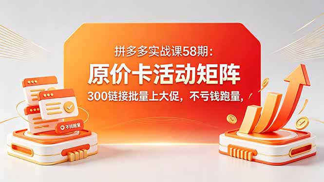 拼多多实战课58期:原价卡活动矩阵,300链接批量上大促,不亏钱跑量-91搞钱