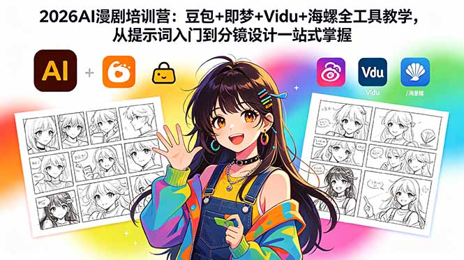 2026AI漫剧培训营：豆包+即梦+Vidu+海螺全工具教学，从提示词入门到分镜设计一站式掌握-91搞钱