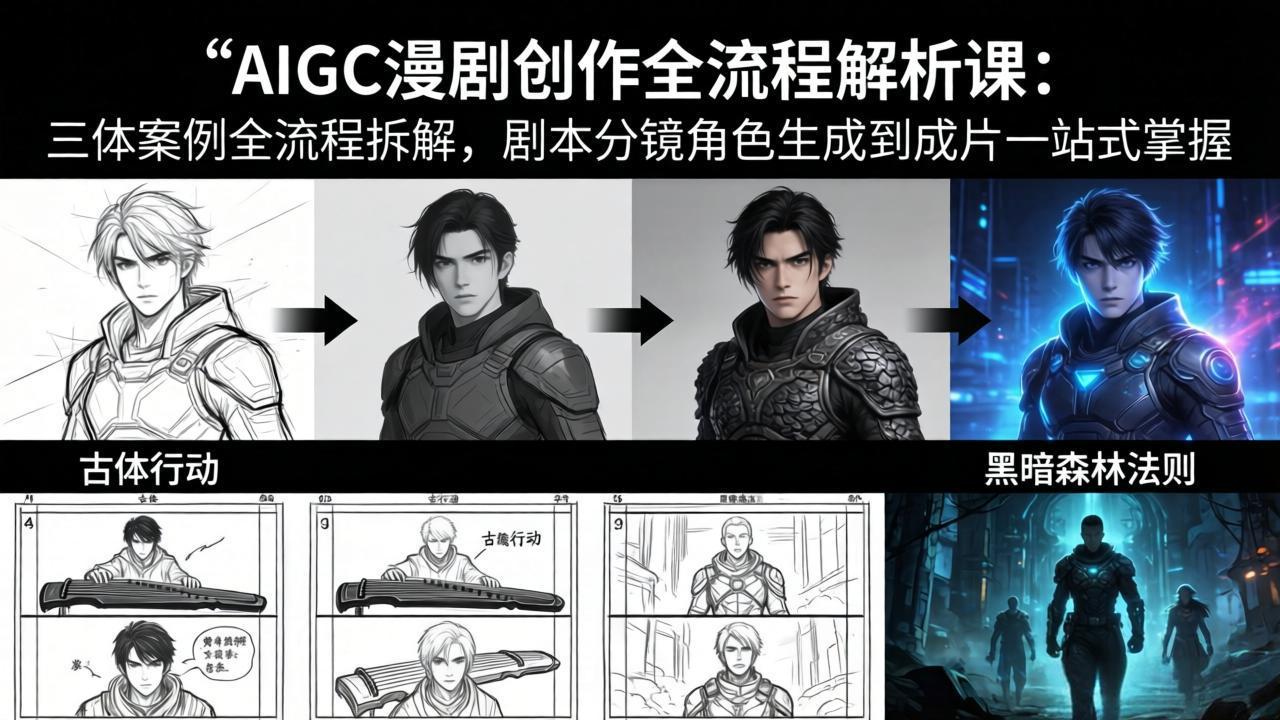 AIGC漫剧创作全流程解析课:三体案例全流程拆解,剧本分镜角色生成到成片一站式掌握-91搞钱