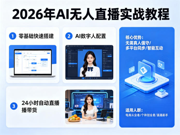 2026年AI无人直播实战教程，零基础也能快速搭建AI数字人无人直播间，实现24小时自动直播带货-91搞钱