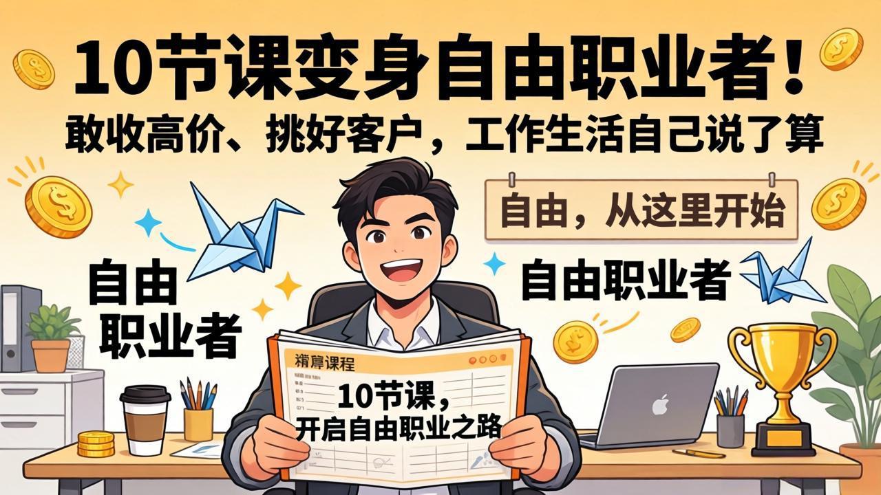 10 节课变身自由职业者！敢收高价、挑好客户，工作生活自己说了算-91搞钱