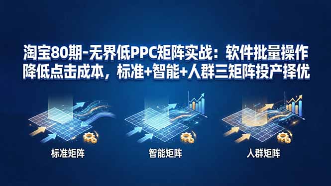 淘宝80期-无界低PPC矩阵实战：软件批量操作降低点击成本，标准+智能+人群三矩阵投产择优-91搞钱