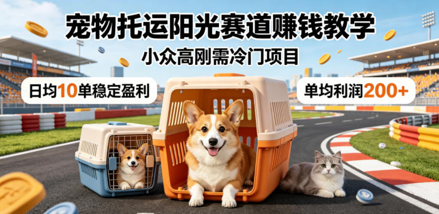 宠物托运阳光赛道賺钱教学，小众高刚需冷门项目，日均10单稳定盈利，单均利润200+-91搞钱