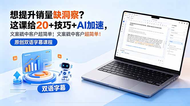 想提升销量缺洞察?这课给 20 + 技巧 + AI 加速,文案戳中客户超简单!【原创双语字幕】-91搞钱