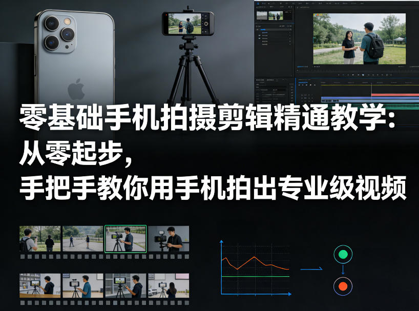 零基础手机拍摄剪辑精通教学：从零起步，手把手教你用手机拍出专业级视频-91搞钱