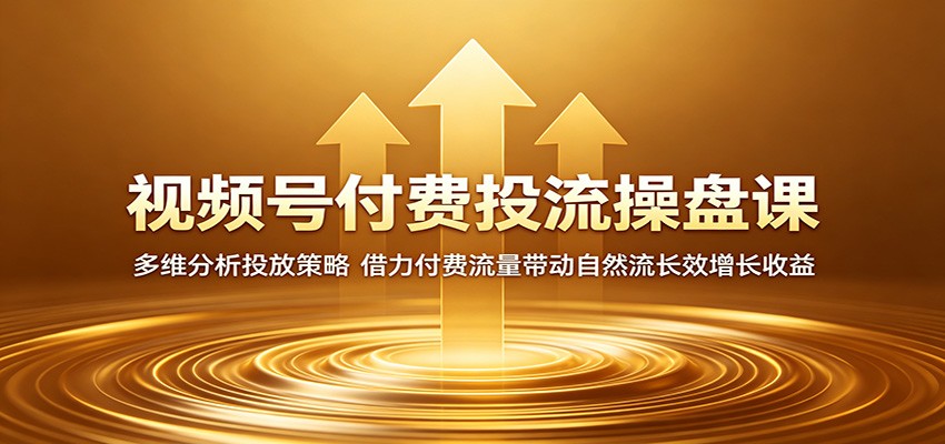视频号付费投流操盘课：多维分析投放策略，借力付费流量带动自然流长效增长收益-91搞钱