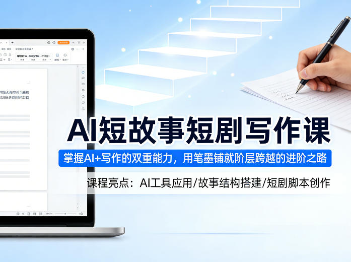 AI短故事短剧写作课，掌握AI+写作的双重能力，用笔墨铺就阶层跨越的进阶之路-91搞钱