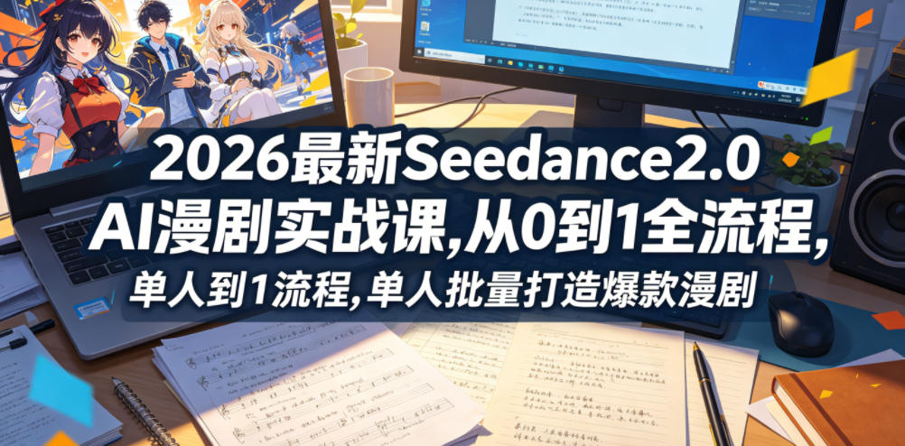 2026最新Seedance2.0 AI漫剧实战课,，从0到1全流程，单人批量打造爆款漫剧-91搞钱