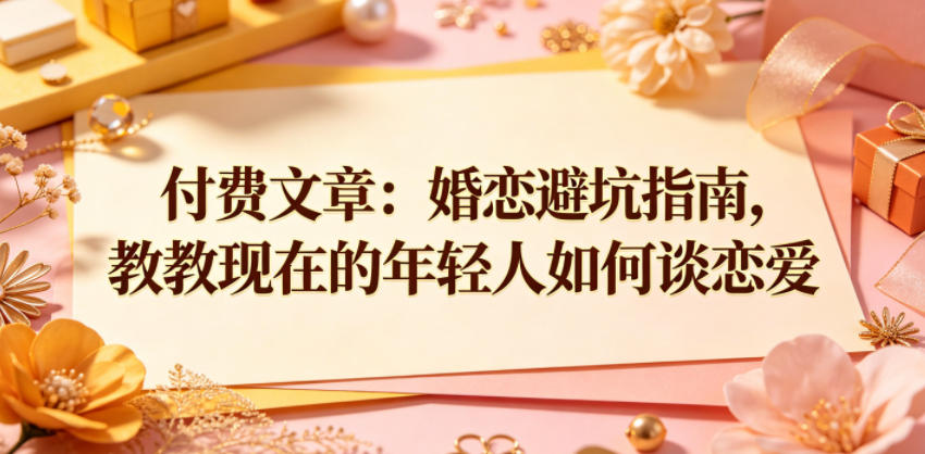 付费文章：婚恋避坑指南，教教现在的年轻人如何谈恋爱-91搞钱