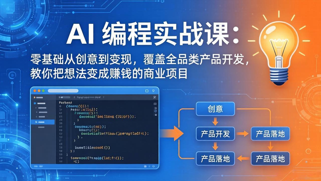 AI编程实战课-第三期-5月更新：零基础从创意到变现，覆盖全品类产品开发，把想法变成赚钱项目-91搞钱