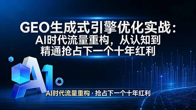 GEO 生成式引擎优化实战:AI时代流量重构,从认知到精通抢占下一个十年红利-91搞钱