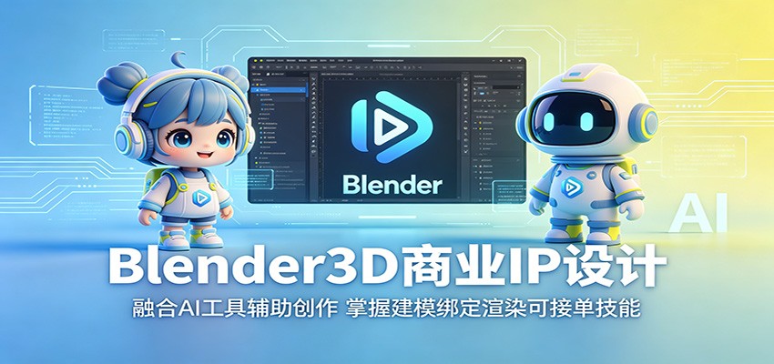 Blender3D商业IP设计：融合AI工具辅助创作，掌握建模绑定渲染可接单技能-91搞钱