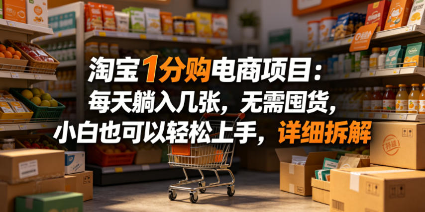 淘宝1分购电商项目：每天躺入几张，无需囤货，小白也可以轻松上手，详细拆解-91搞钱