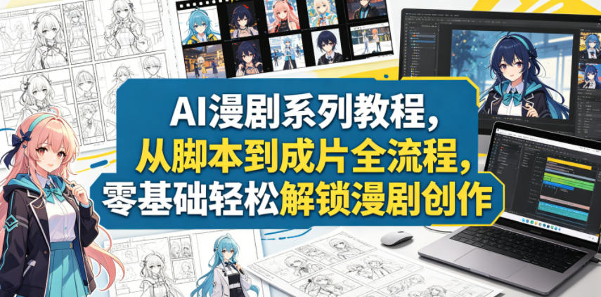 AI漫剧系列教程，从脚本到成片全流程，零基础轻松解锁漫剧创作-91搞钱
